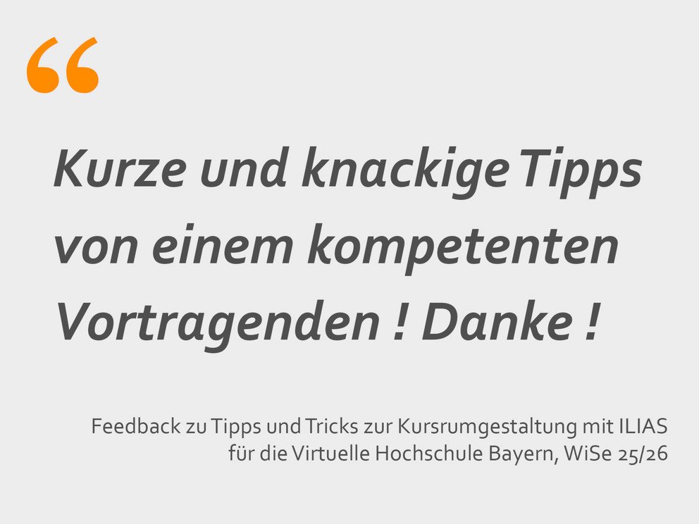 Kurze und knackige Tipps von einem kompetenten Vortragenden ! Danke !