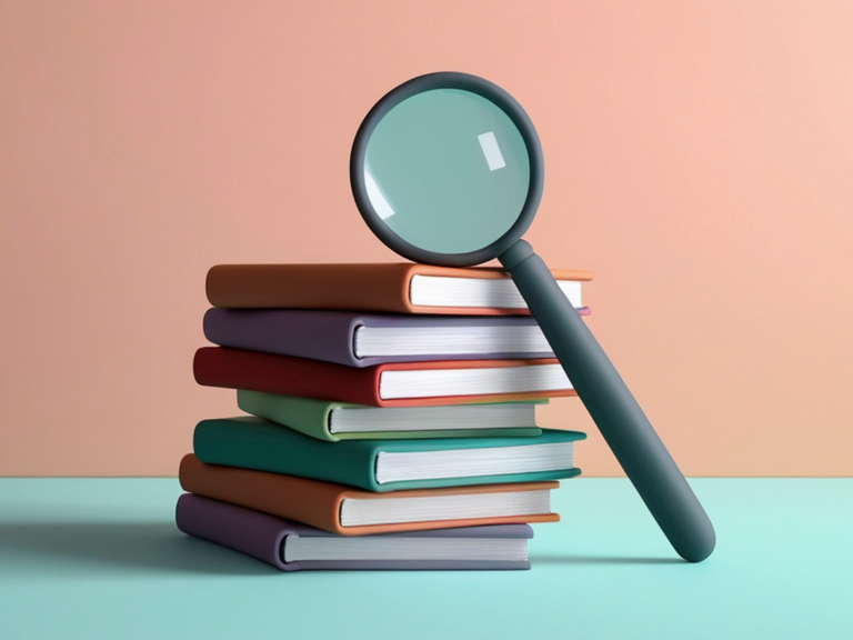 B&uuml;cherstapel und Lupe