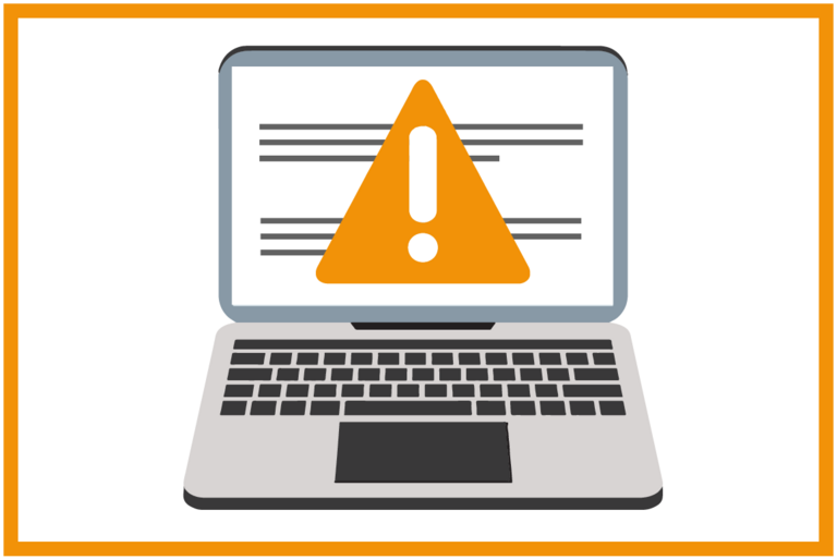 Laptop mit Baustellenzeichen