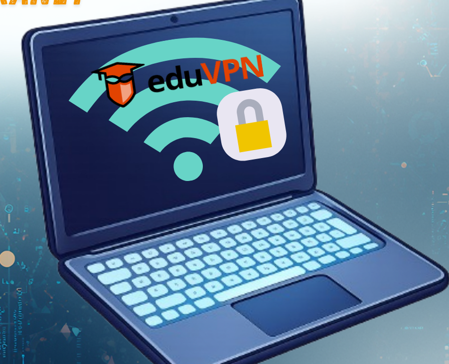 Laptop mit eduvpn Logo