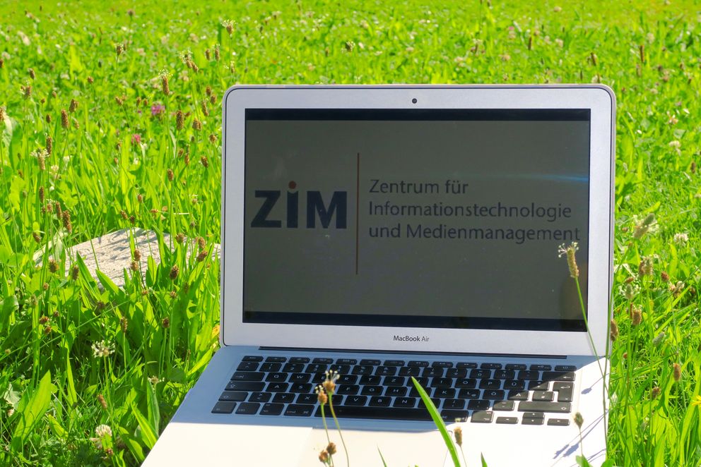 Laptop with ZIM logo