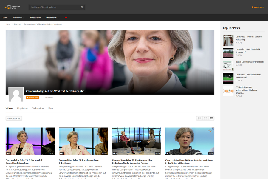 Campusdialog im Videoportal der Universität Passau: Auf ein Wort mit der Präsidentin