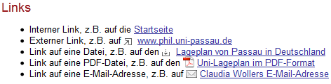 Linksymbol Mail im Backend
Linksymbol Mail im Frontend